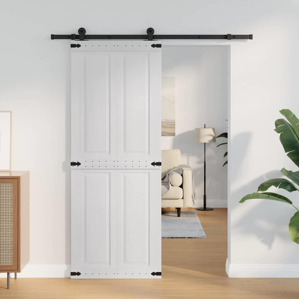 vidaXL Scheunentür Corona Weiß 80 x 210 cm Massives Kiefernholz
