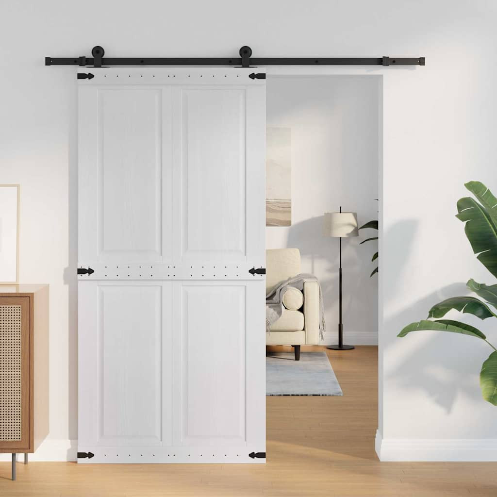 vidaXL Scheunentür Corona Weiß 100 x 210 cm Massives Kiefernholz