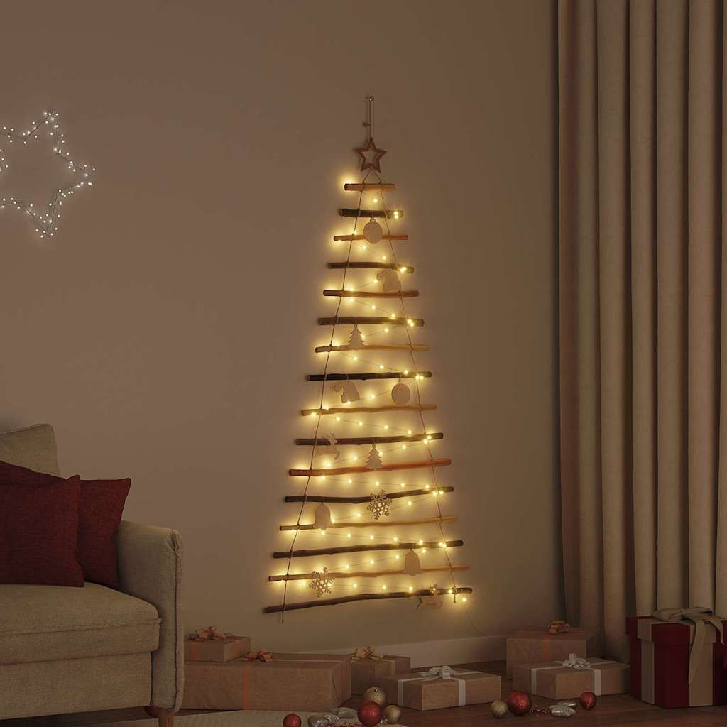 vidaXL Weihnachtsbaum mit 80 LEDs Natur 150 cm Massives Eschenholz