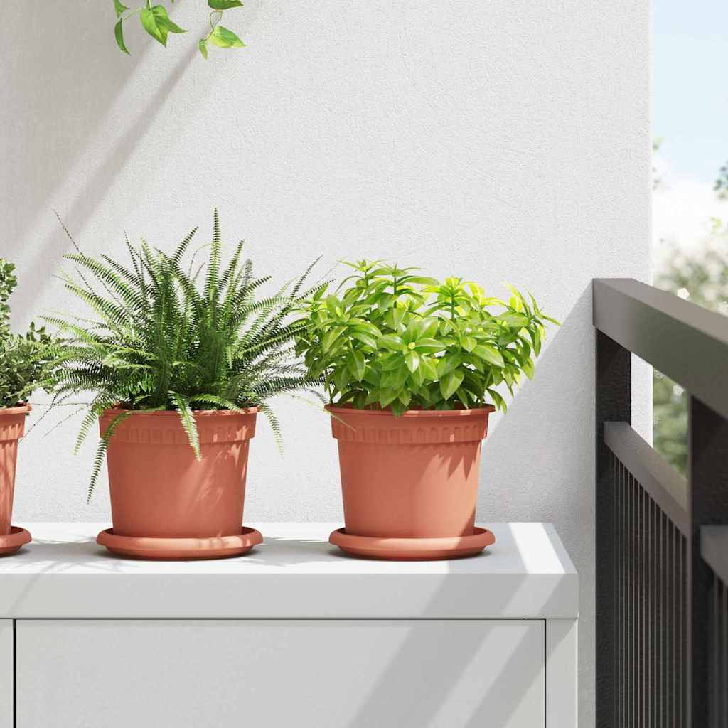 vidaXL Runder Blumentopf 6 pcs Ziegelrot Ø 15 x 12 cm Kunststoff