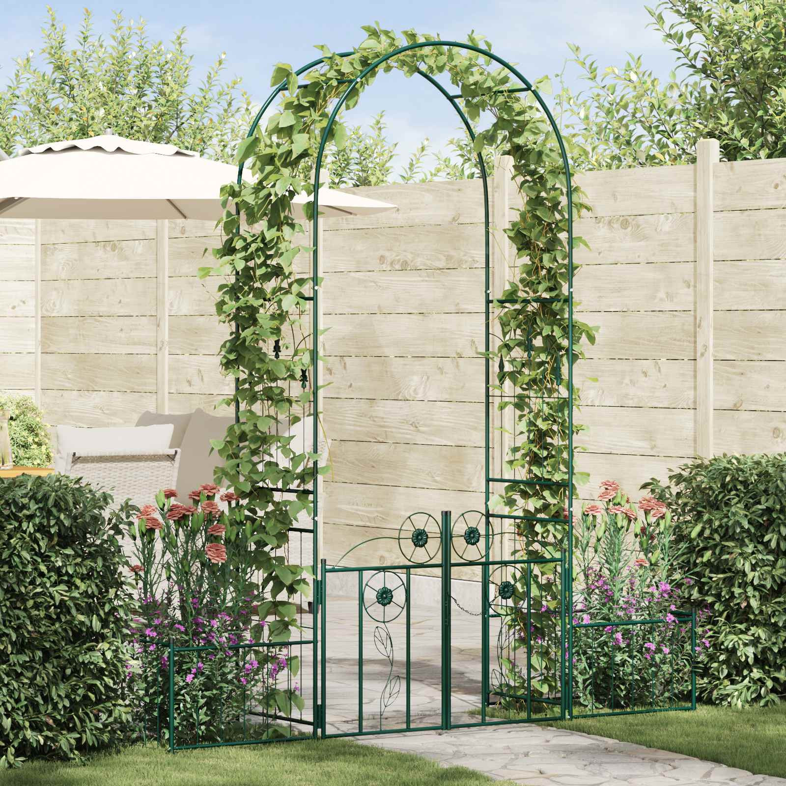 vidaXL Gartenbogen mit Schloss Grün 203 x 50 x 218 cm