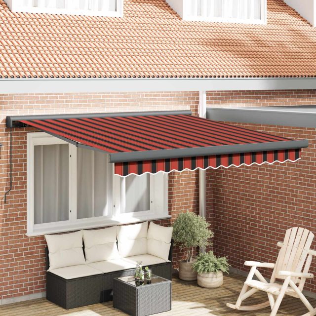 vidaXL Ausziehbare Markise Rot und Schwarz 350 x 250 cm
