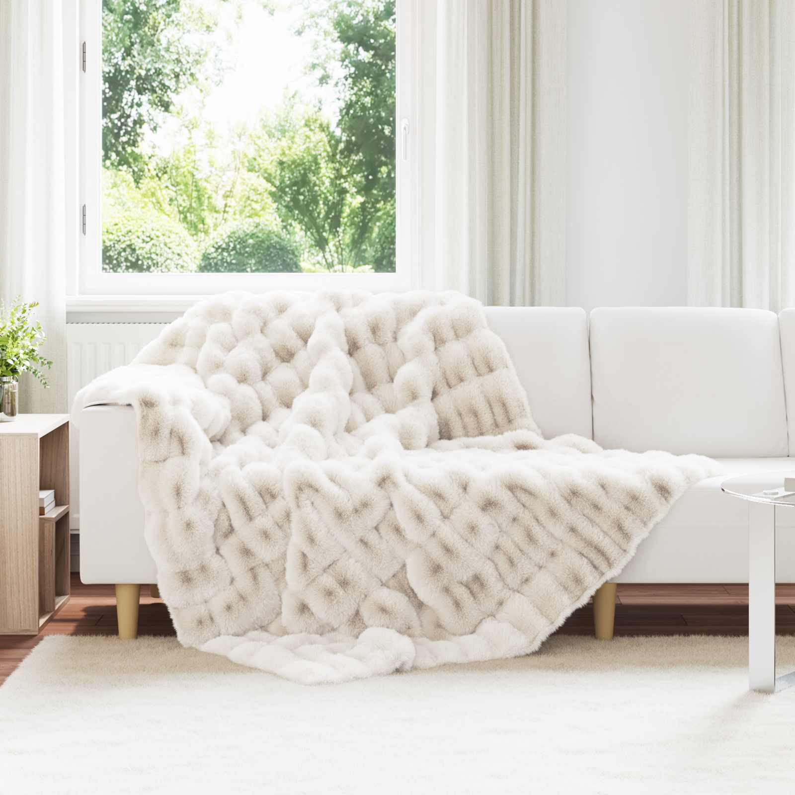 vidaXL Rutschfeste Decke aus Kunstkaninchenfell Olite 4 pcs Weiß