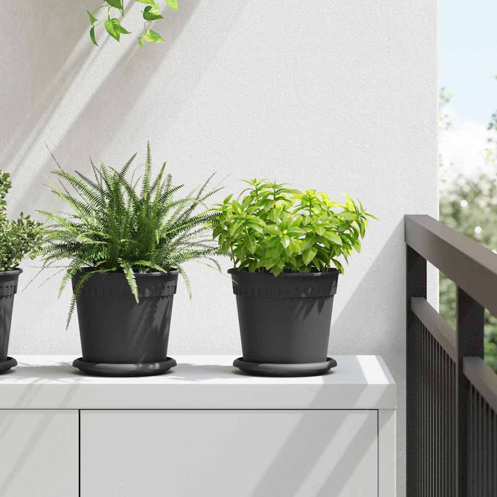 vidaXL Runder Blumentopf 6 pcs Schwarz Ø 17 x 14 cm Kunststoff