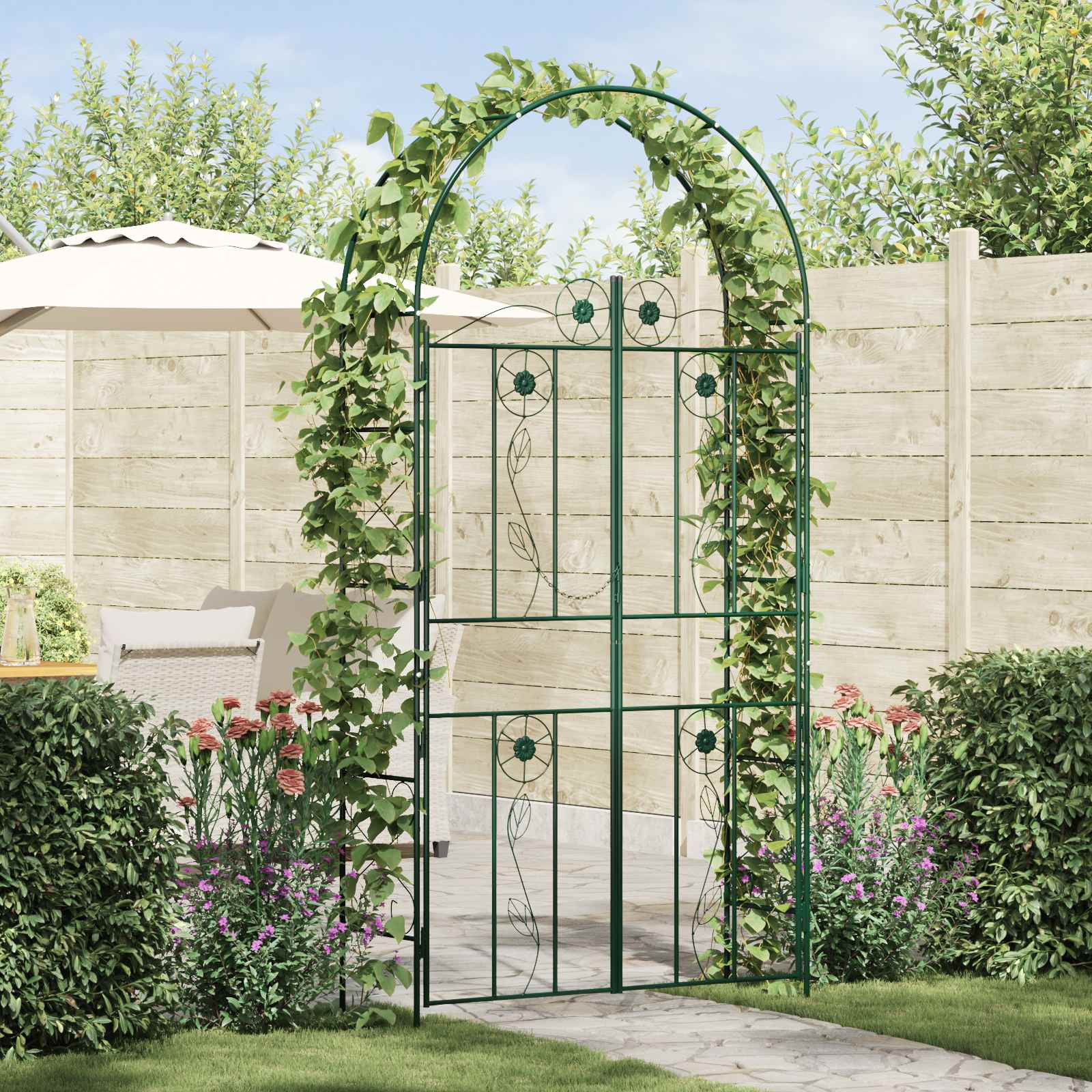 vidaXL Gartenbogen Uni Grün 115 x 37 x 226 cm