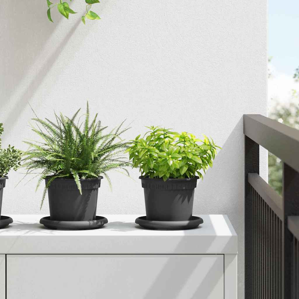 vidaXL Runder Blumentopf 24 pcs Schwarz Ø 12,5 x 10 cm Kunststoff