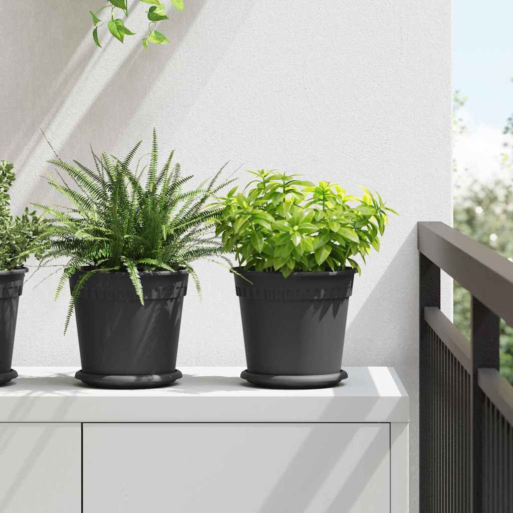 vidaXL Runder Blumentopf 24 pcs Schwarz Ø 19 x 16 cm Kunststoff