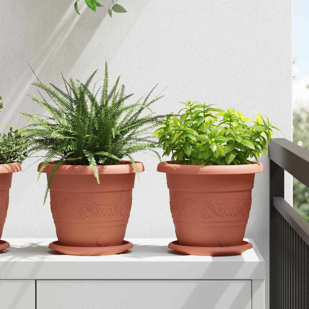 vidaXL Runder Blumentopf 6 Stk. Ziegelrot Ø 22 x 18 cm Kunststoff