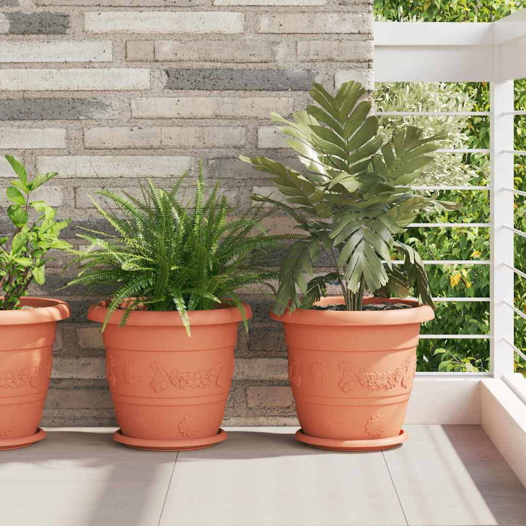 vidaXL Runder Blumentopf 6 Stk. Ziegelrot Ø 34 x 28 cm Kunststoff