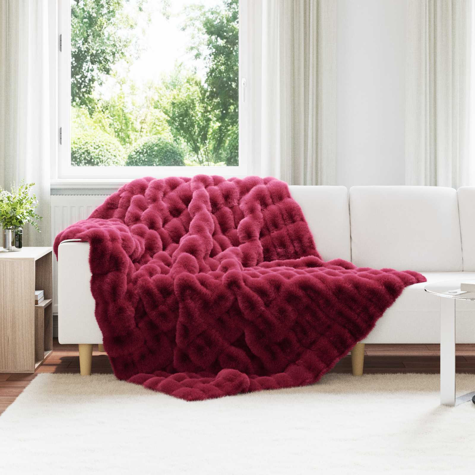 vidaXL Rutschfeste Decke aus Kunstkaninchenfell Olite 4 pcs Polyester