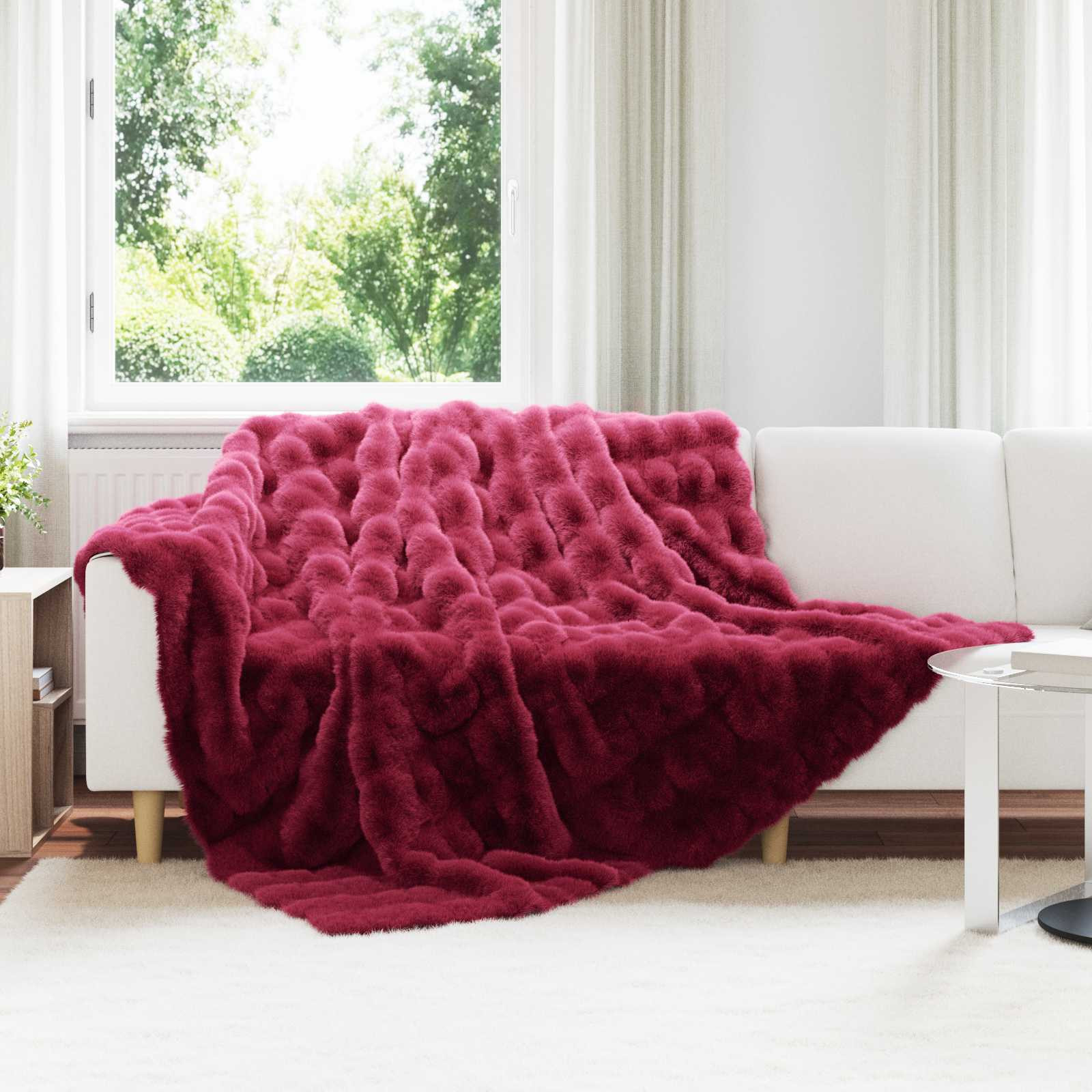 vidaXL Rutschfeste Decke aus Kunstkaninchenfell Olite 4 pcs Polyester