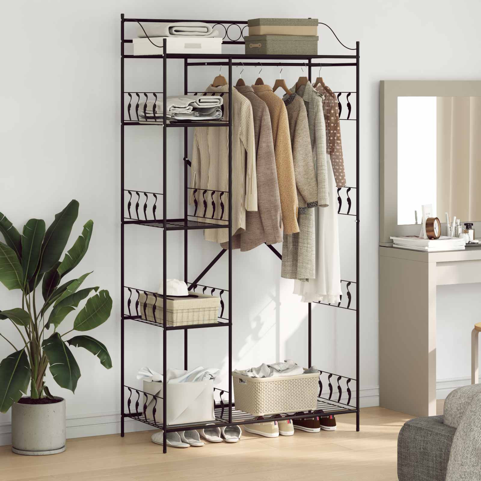 vidaXL Offener Kleiderschrank Schwarz 101 x 43 x 188 cm Stahl
