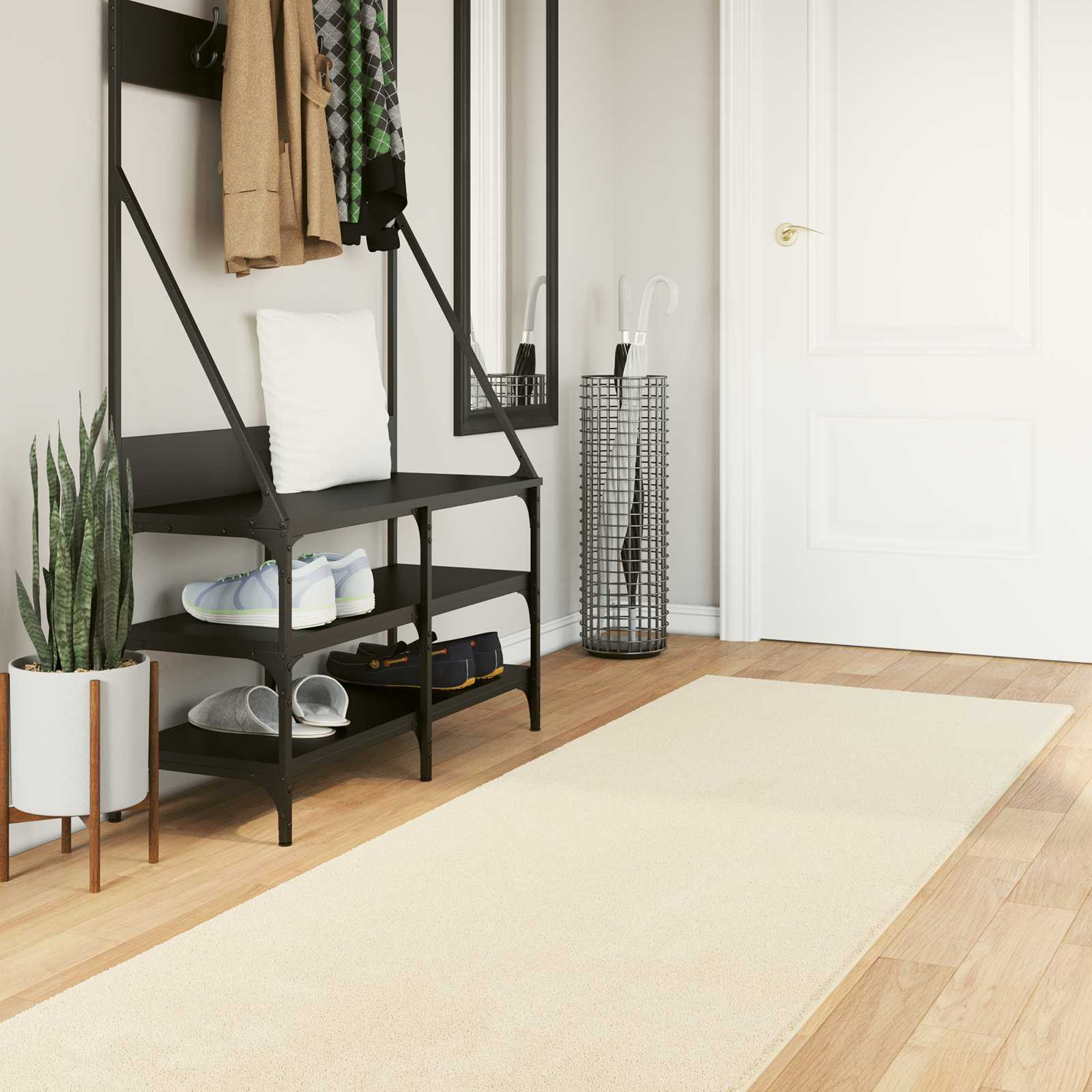 vidaXL Mittlerer Flor weicher und waschbarer Teppich HUARTE Creme