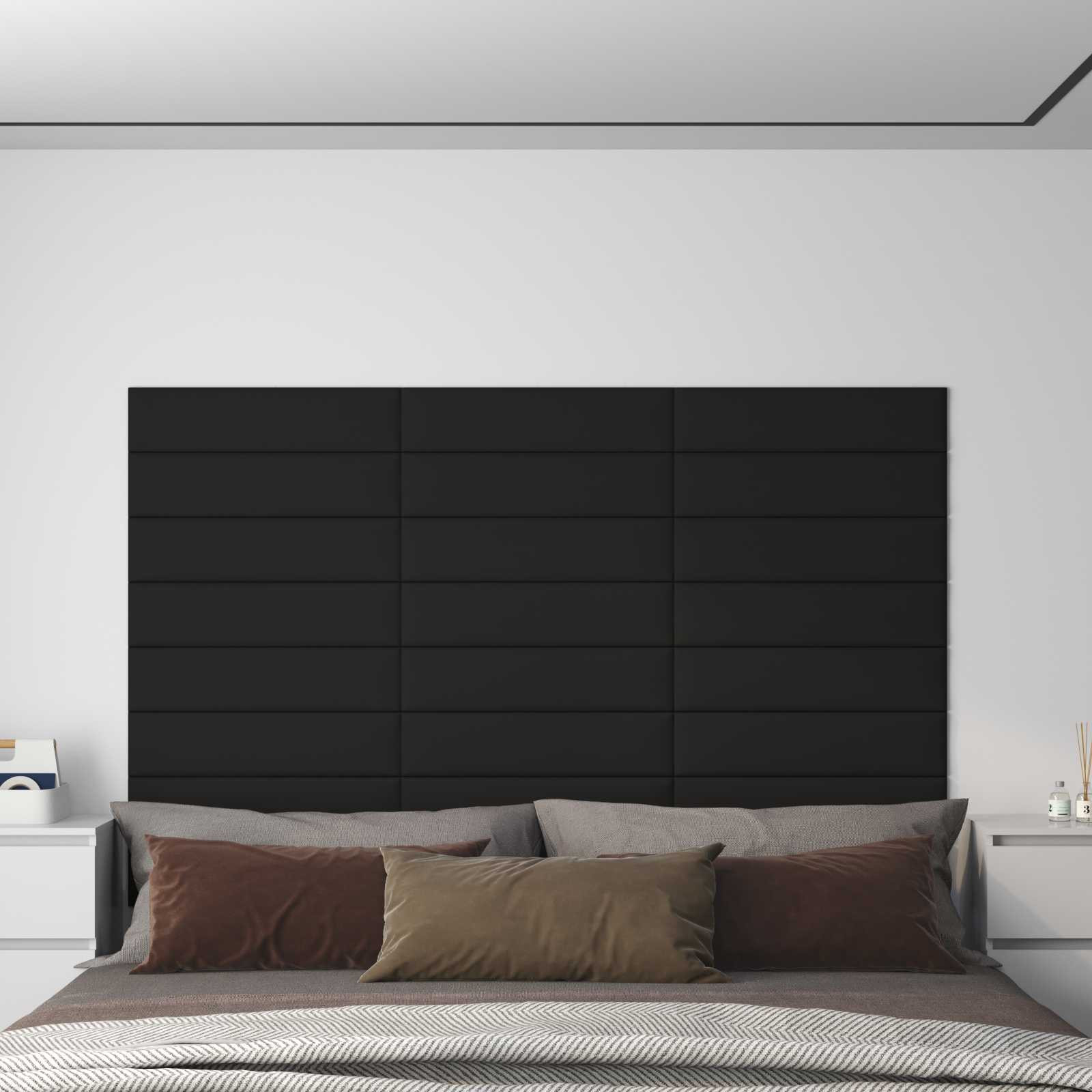 vidaXL Wandkopfteilen 12 pcs 60 x 15 cm Schwarz Stoff