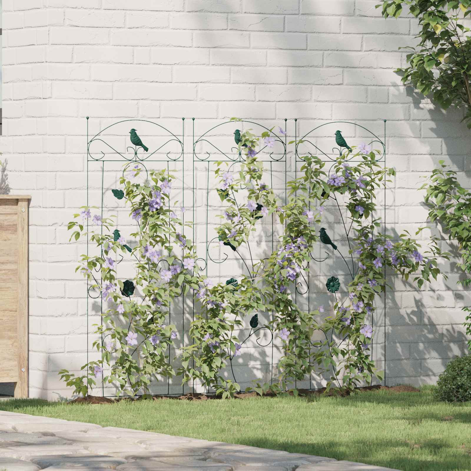vidaXL Gartenzaun 3 pcs Grün 110 x 40 cm Stahl