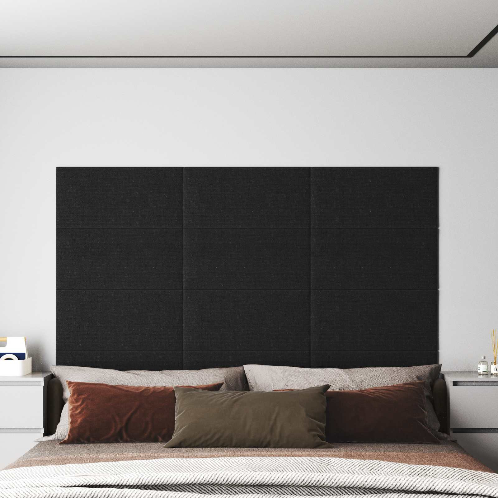 vidaXL Wandkopfteilen 12 pcs 60 x 30 cm Schwarz Stoff
