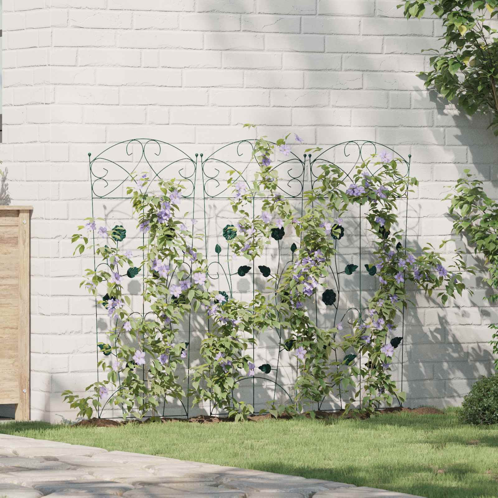 vidaXL Gartenzaun 3 pcs Grün 110,5 x 42,5 cm Stahl