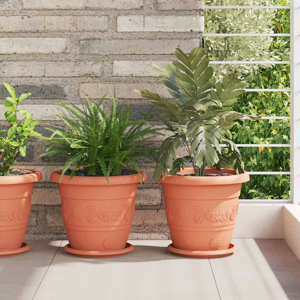 vidaXL Runde Blumenplatte 6 pcs Ziegelrot Ø 19 x 2 cm Kunststoff