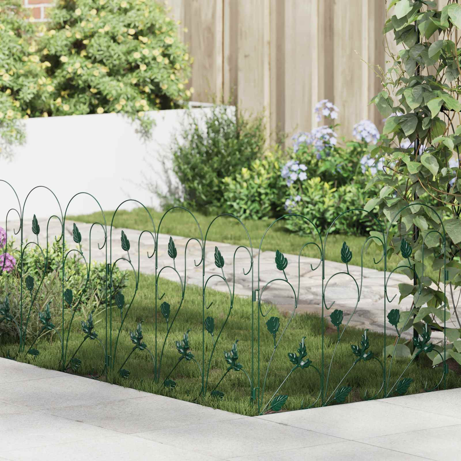 vidaXL Gartenzaun 5 pcs Grün Stahl