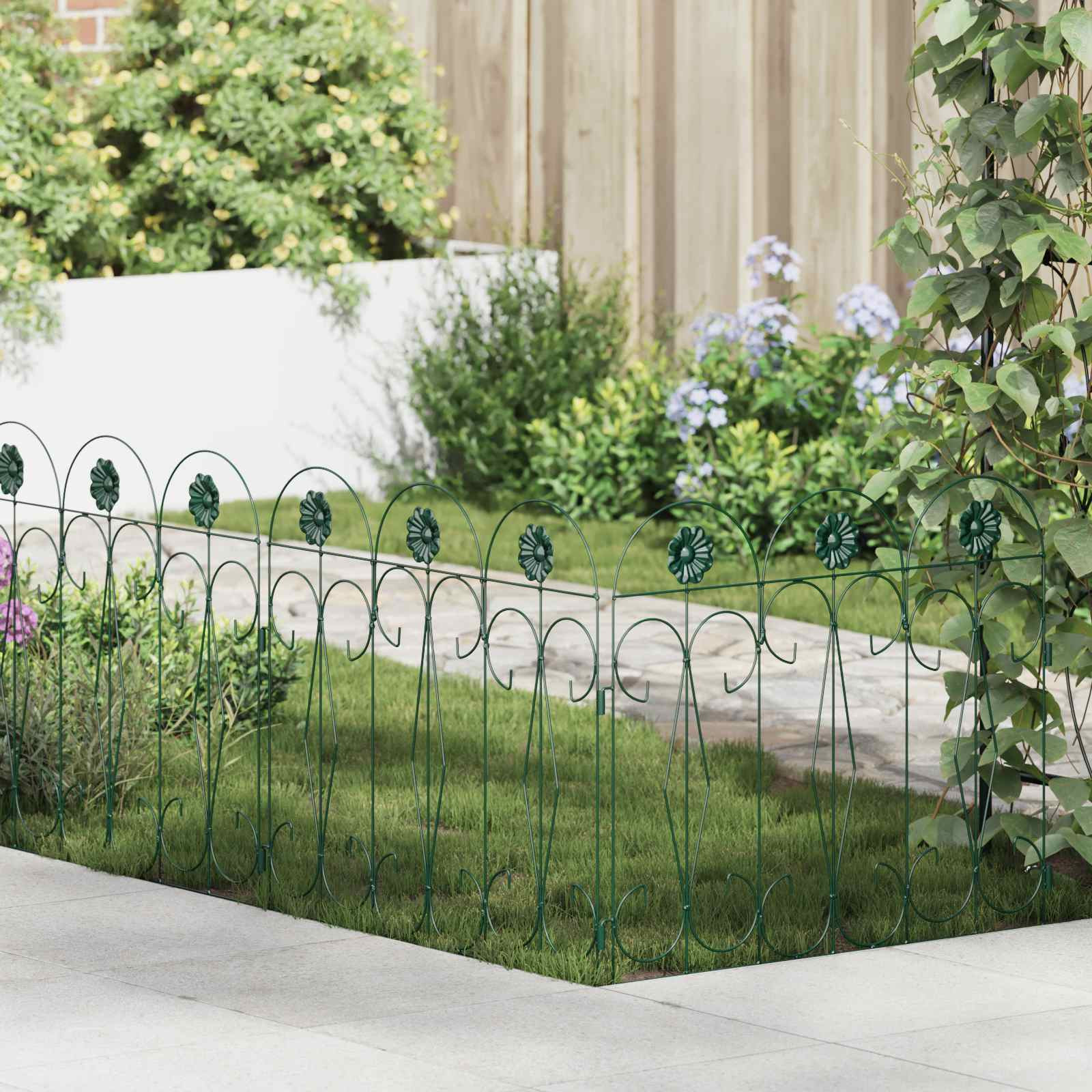 vidaXL Gartenzaun 5 pcs Grün Stahl