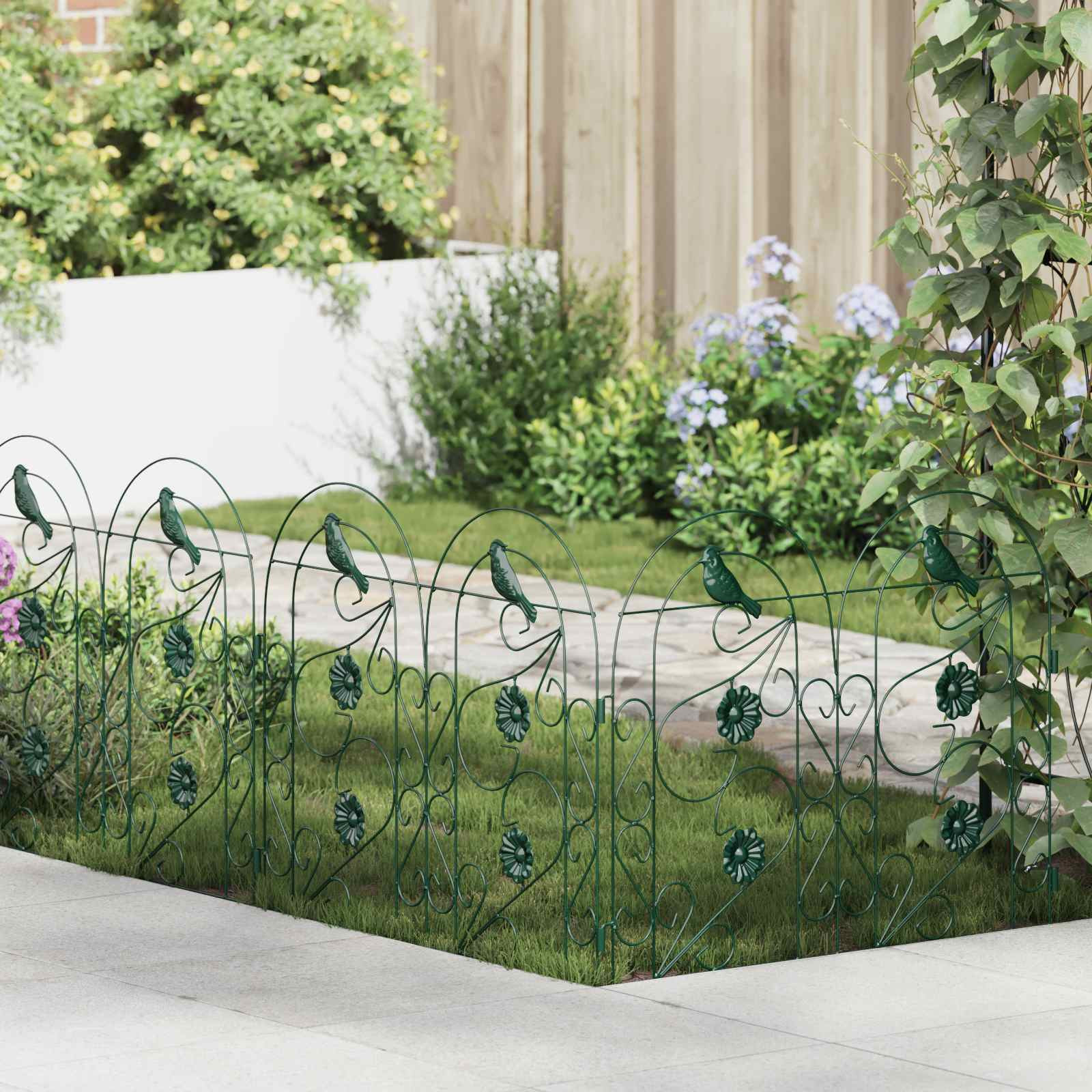 vidaXL Gartenzaun 5 pcs Grün Stahl