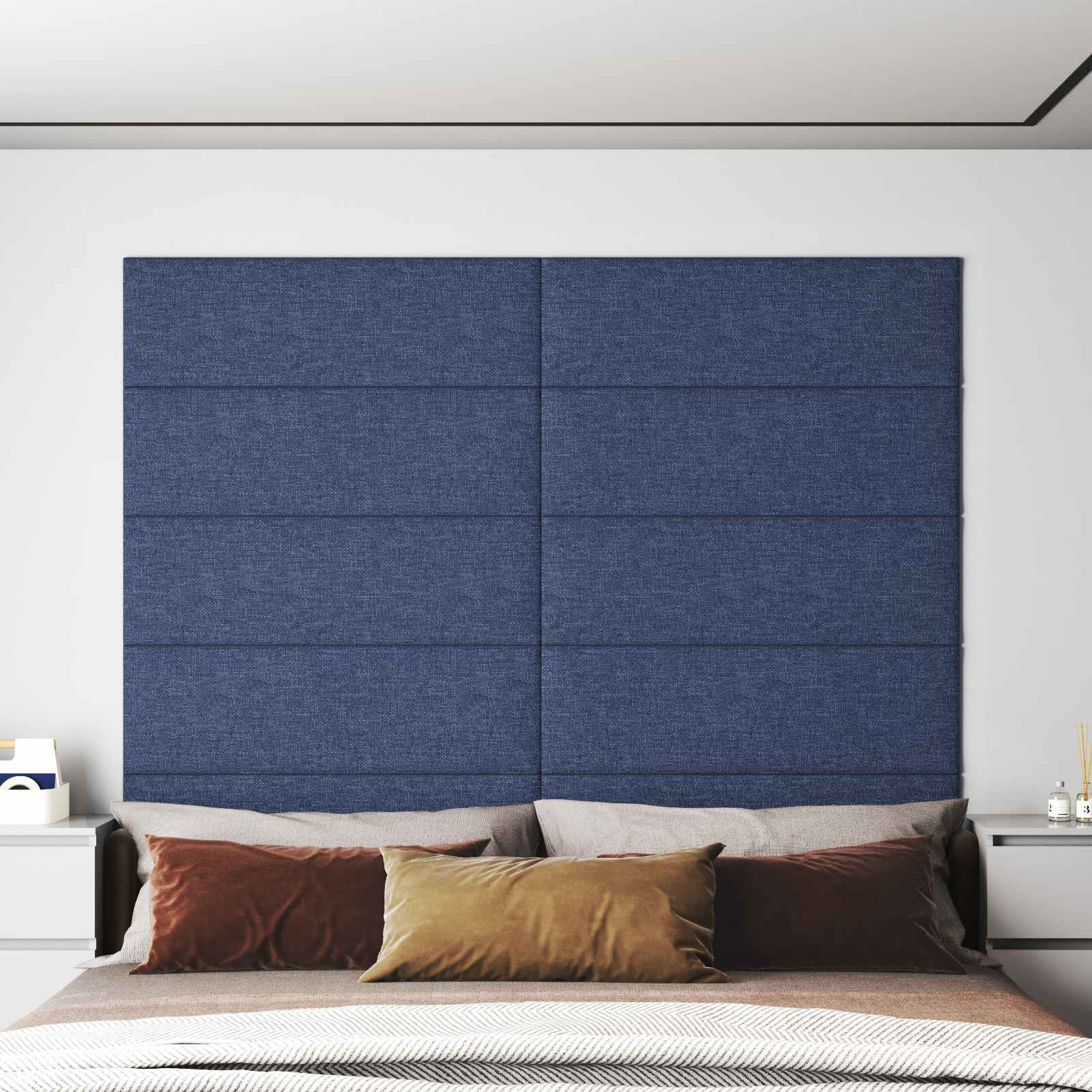 vidaXL Wandkopfteilen 12 pcs 90 x 30 cm Blau Stoff