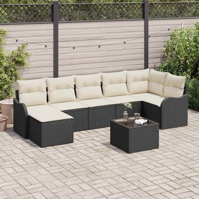 vidaXL Gartensofa-set Schwarz Poly-Rattan