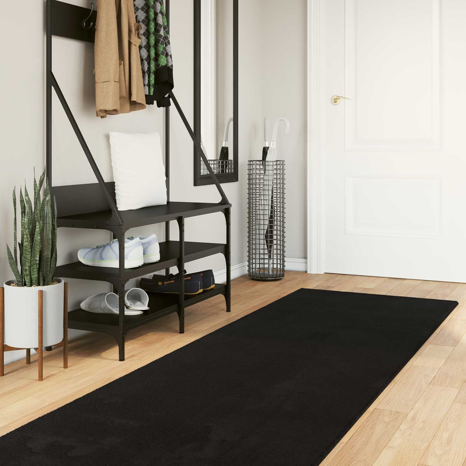 vidaXL Mittlerer Flor weicher und waschbarer Teppich HUARTE Schwarz