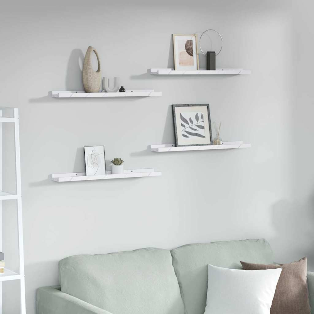 vidaXL Wandregal Wandhalterung 4 pcs Weiß Marmor 60 x 9 x 3 cm