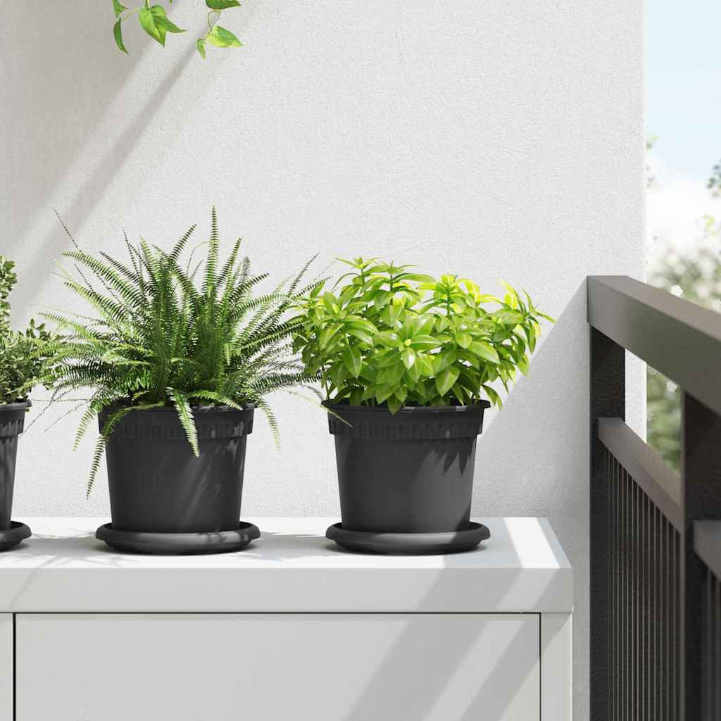 vidaXL Runde Blumenplatte 24 pcs Schwarz Ø 14 x 2 cm Kunststoff