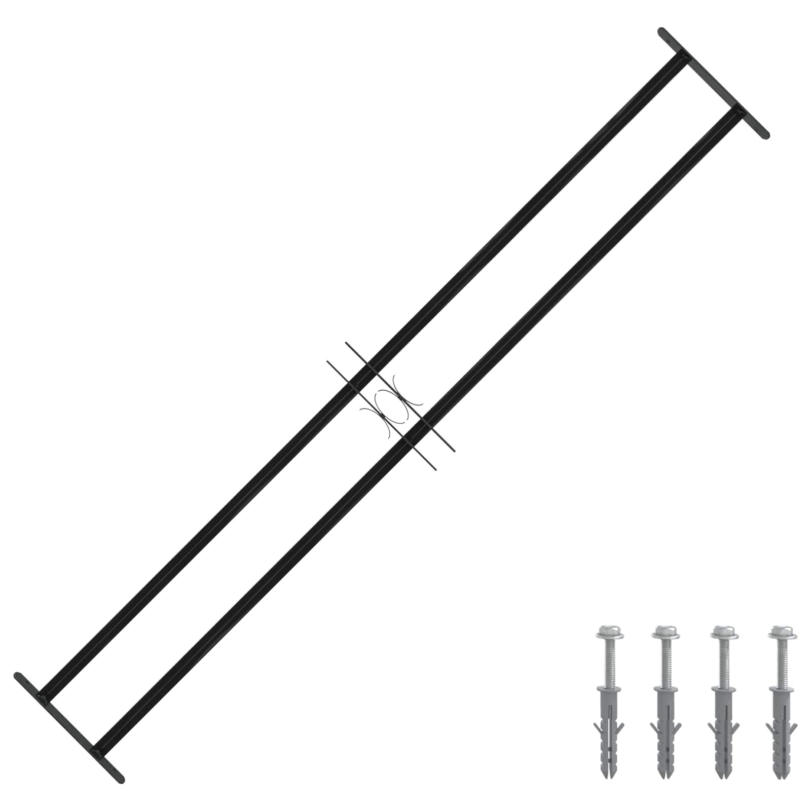 vidaXL Fenstergitter 176 x 30 cm Pulverbeschichteter Stahl Schwarz