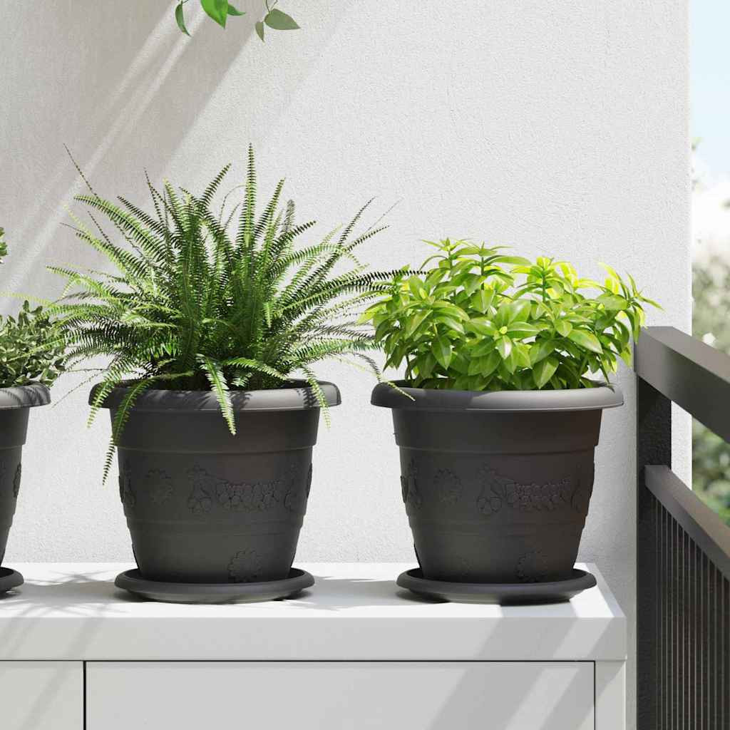 vidaXL Runde Blumenplatte 24 pcs Schwarz Ø 17,5 x 2 cm Kunststoff