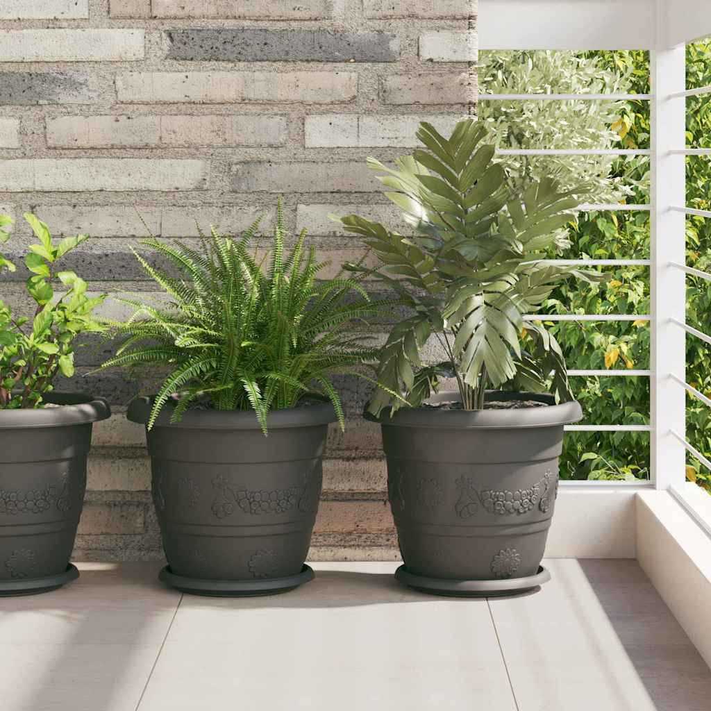 vidaXL Runde Blumenplatte 24 pcs Schwarz Ø 21,5 x 2,5 cm Kunststoff