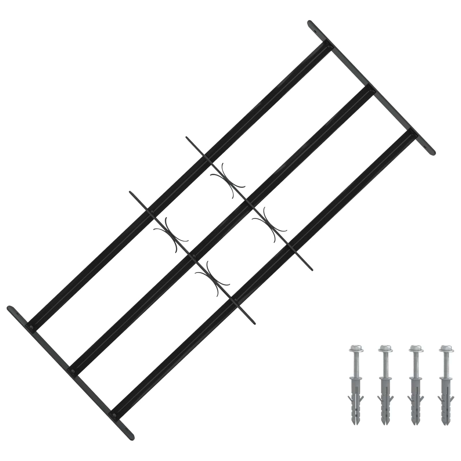 vidaXL Fenstergitter 116 x 45 cm Pulverbeschichteter Stahl Schwarz