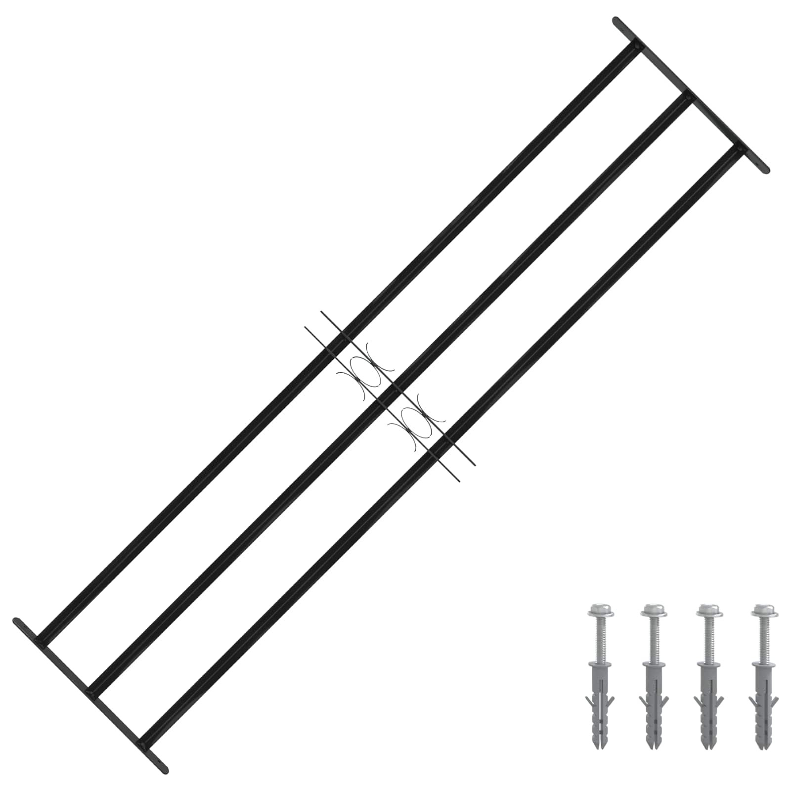 vidaXL Fenstergitter 174 x 45 cm Pulverbeschichteter Stahl Schwarz