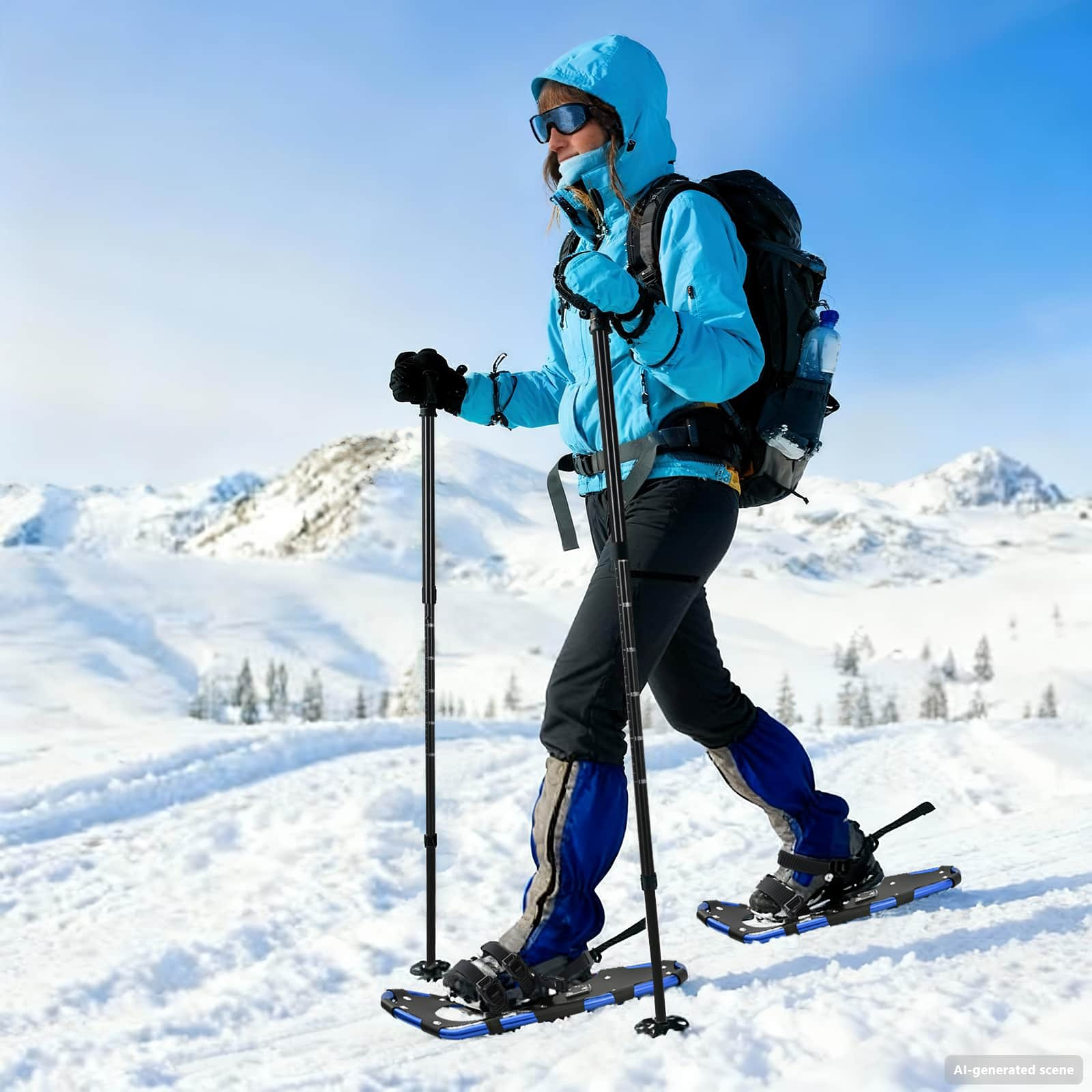 vidaXL 3 in 1 Schneeschuhe Blau und Schwarz 63 x 21 cm