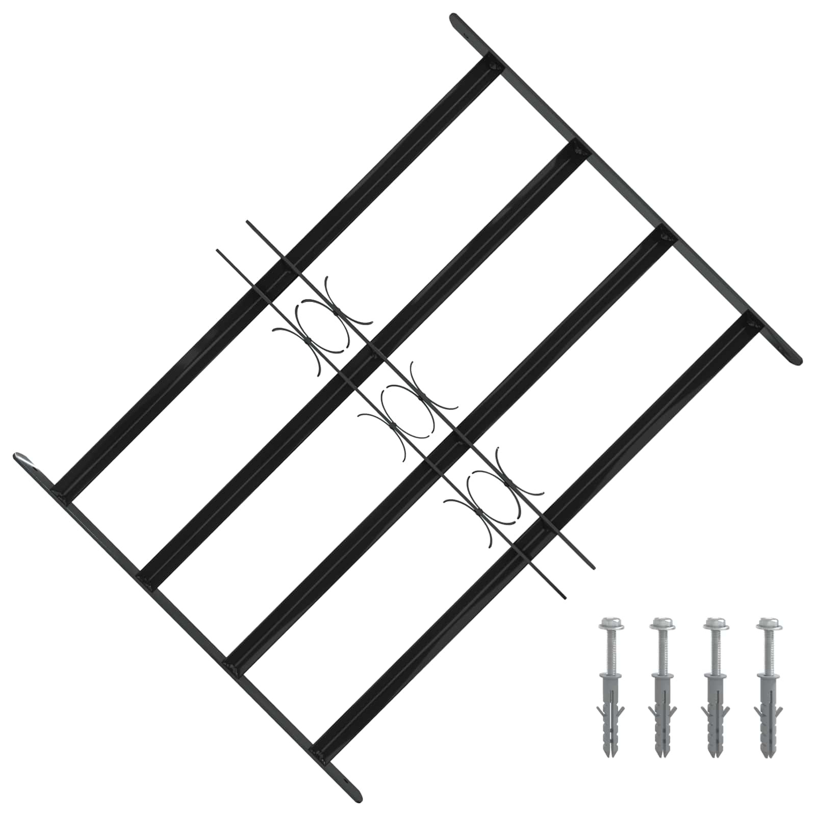 vidaXL Fenstergitter 75,5 x 60 cm Pulverbeschichteter Stahl Schwarz