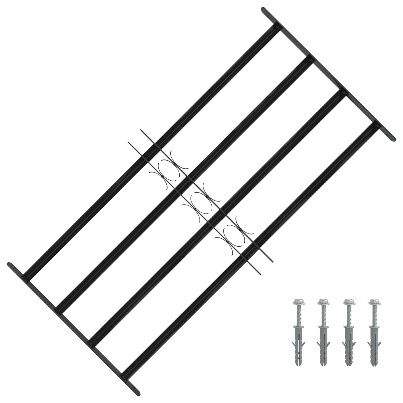 vidaXL Fenstergitter 115 x 60 cm Pulverbeschichteter Stahl Schwarz