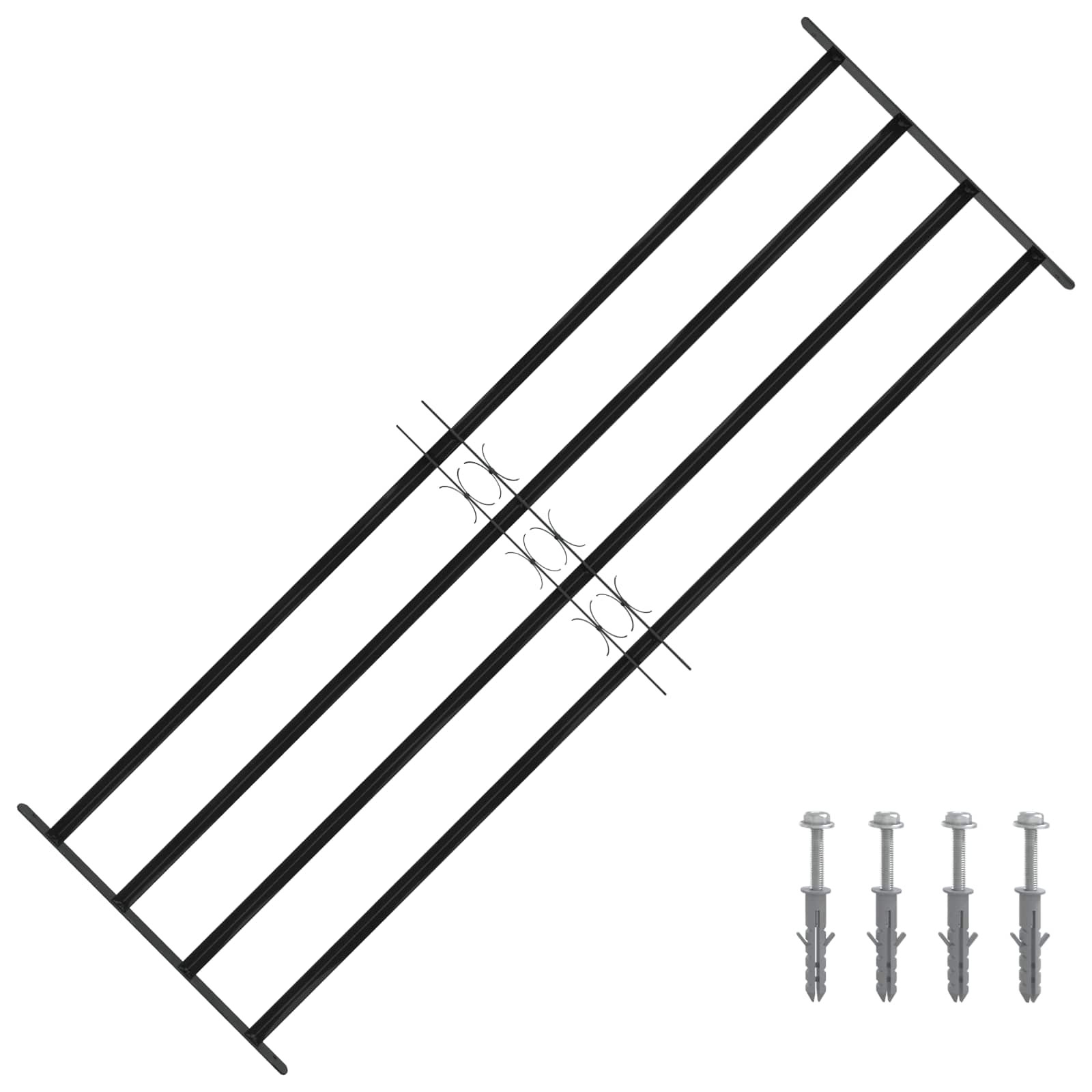 vidaXL Fenstergitter 175 x 60 cm Pulverbeschichteter Stahl Schwarz