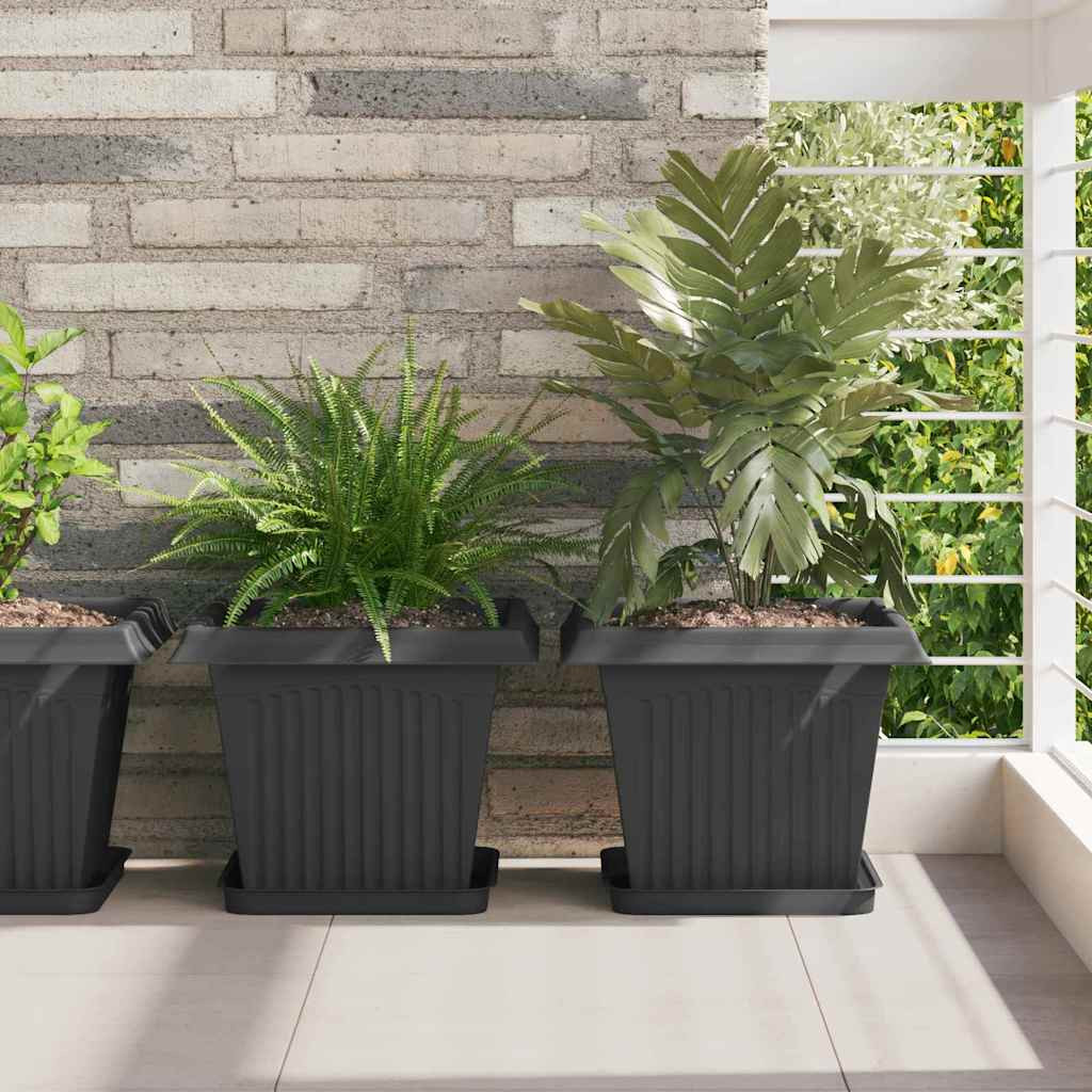 vidaXL Quadratischer Blumentopf 6 pcs Schwarz 33 x 33 x 26 cm