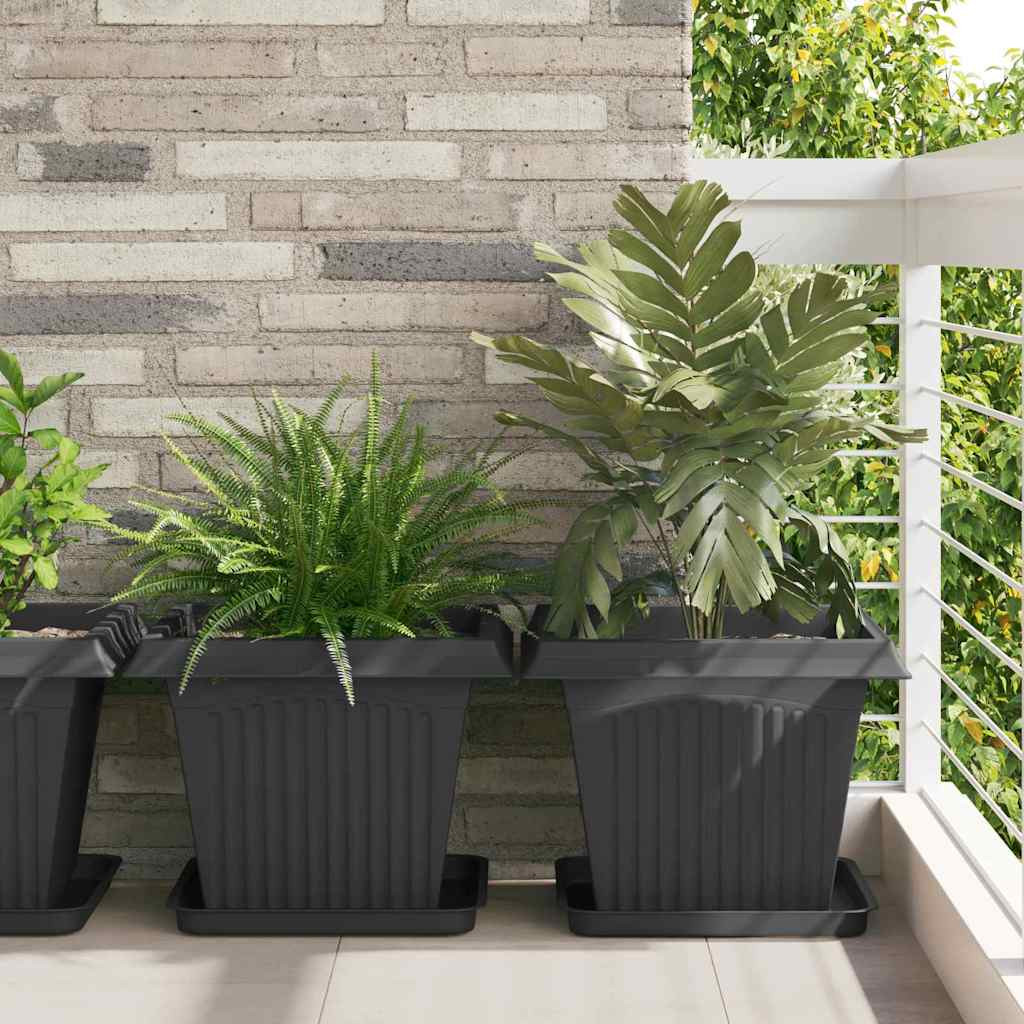 vidaXL Quadratischer Blumentopf 6 pcs Schwarz 43 x 43 x 33,5 cm