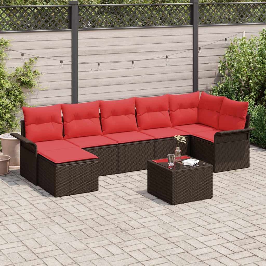 vidaXL Gartensofa-set mit Kissen 8 pcs Braun Poly-Rattan