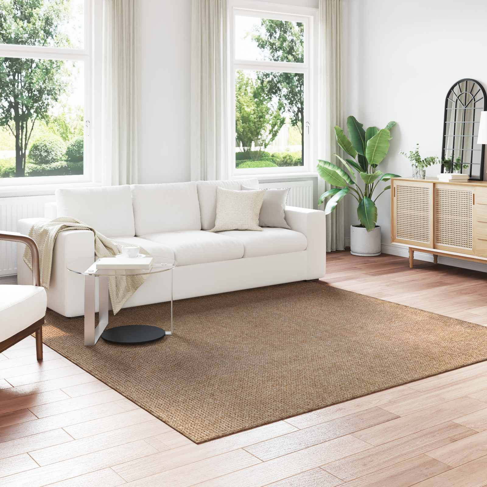 vidaXL Bereichsteppiche Quadratisch AGIRA Natur 240 x 240 cm Polyester