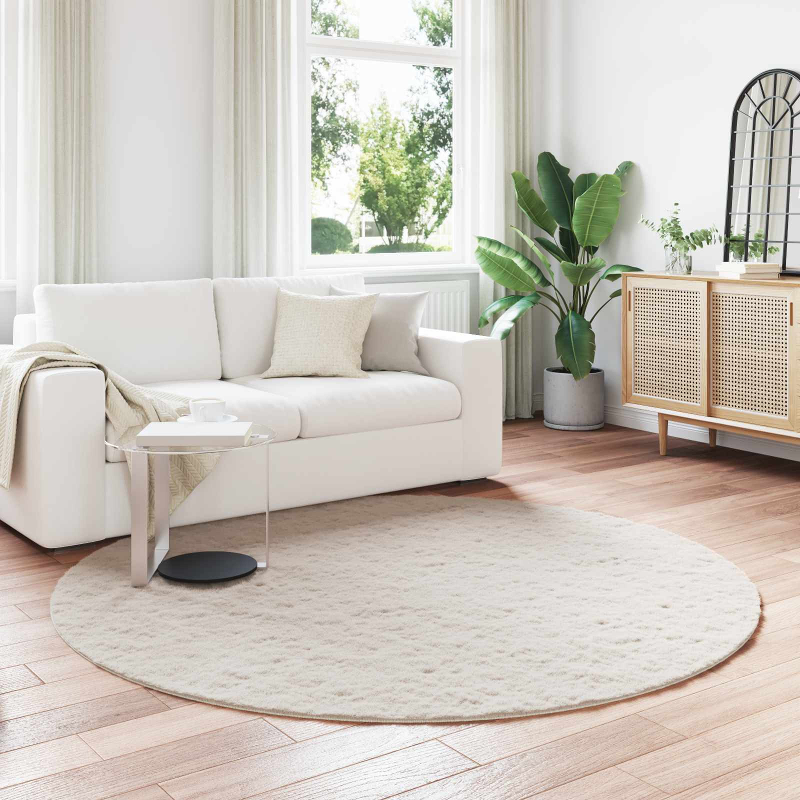 vidaXL Rutschfester Teppich aus Kunstkaninchenfell OLITE Beige