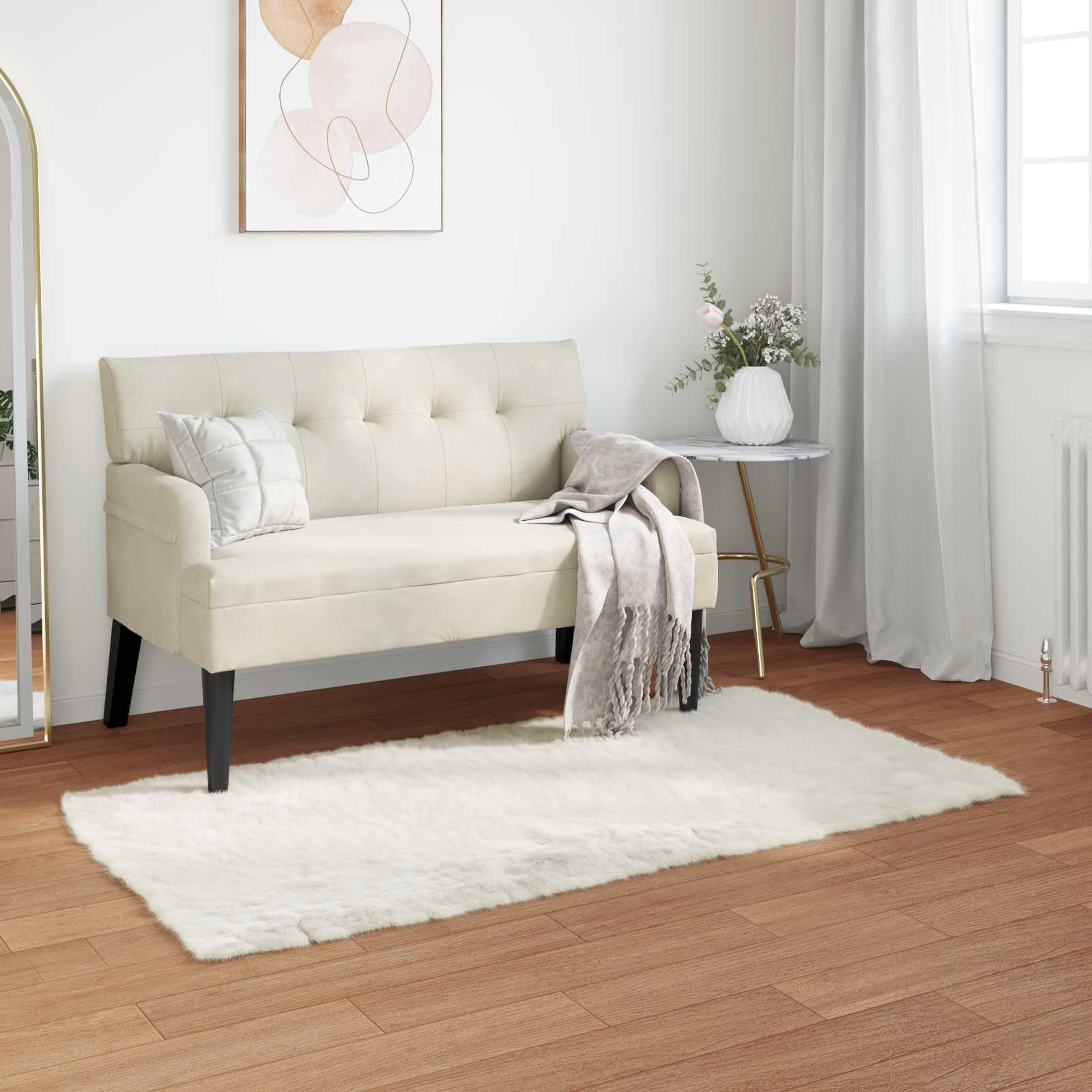 vidaXL Teppich aus Kunstschaffell TAFALLA Weiß 80 x 150 cm Polyester