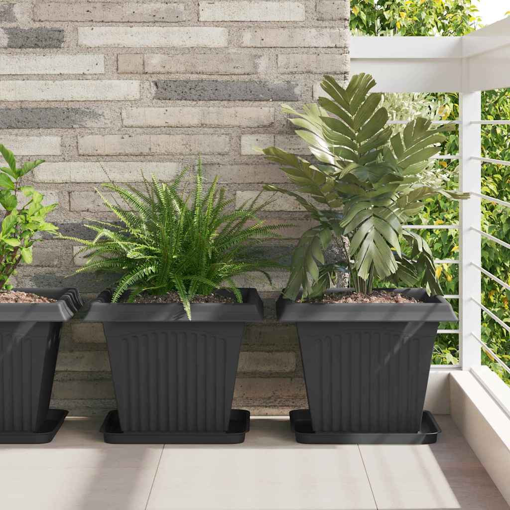 vidaXL Quadratisches Blumentablett 6 pcs Schwarz 32 x 32 x 2,5 cm