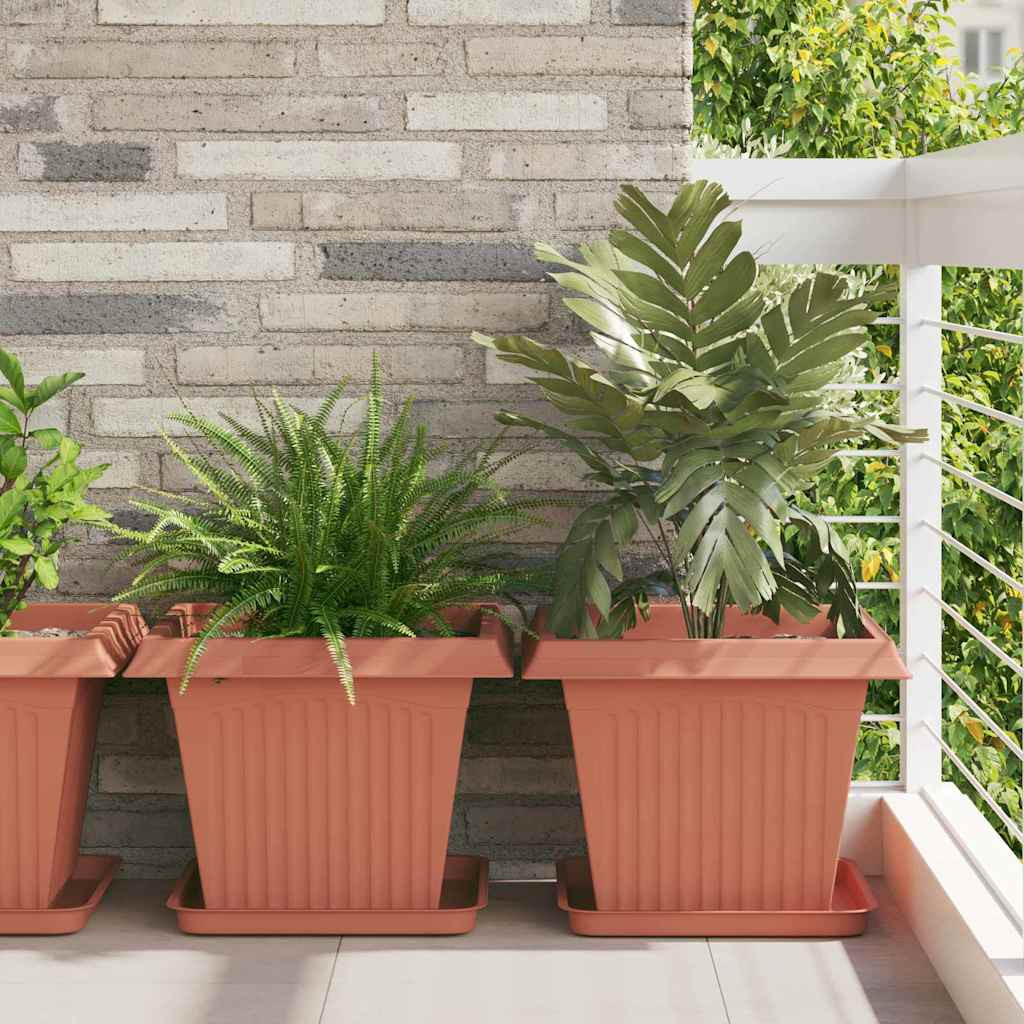 vidaXL Quadratisches Blumentablett 24 pcs Ziegelrot 36 x 36 x 2,5 cm