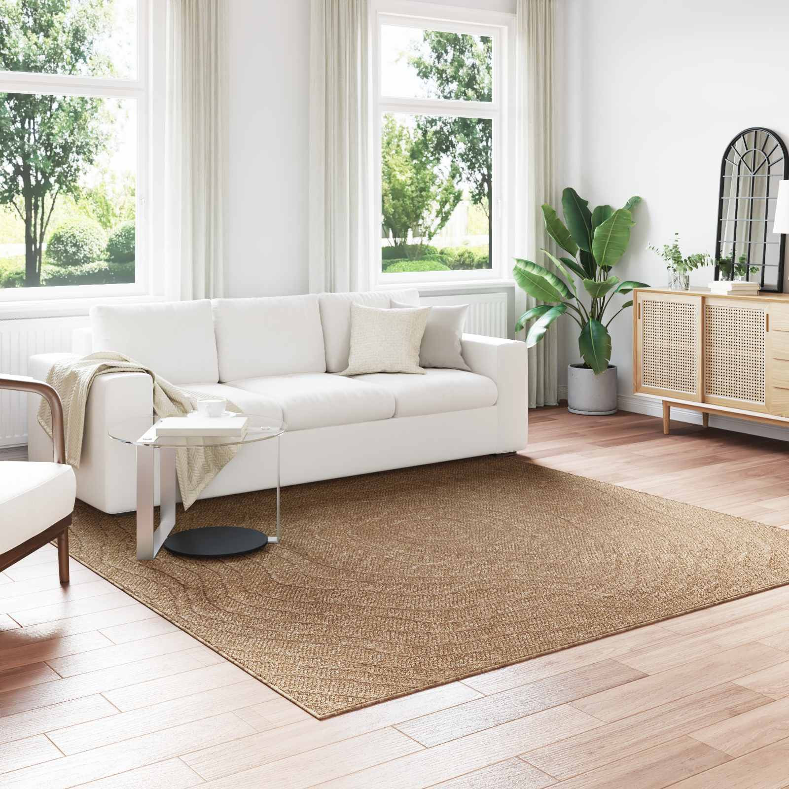 vidaXL Bereichsteppiche Moiré AGIRA Natur 240 x 240 cm Polyester