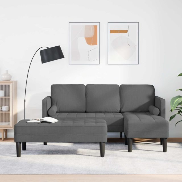 vidaXL Sofa Set mit Kissen 2 pcs Dunkelgrau Polyester