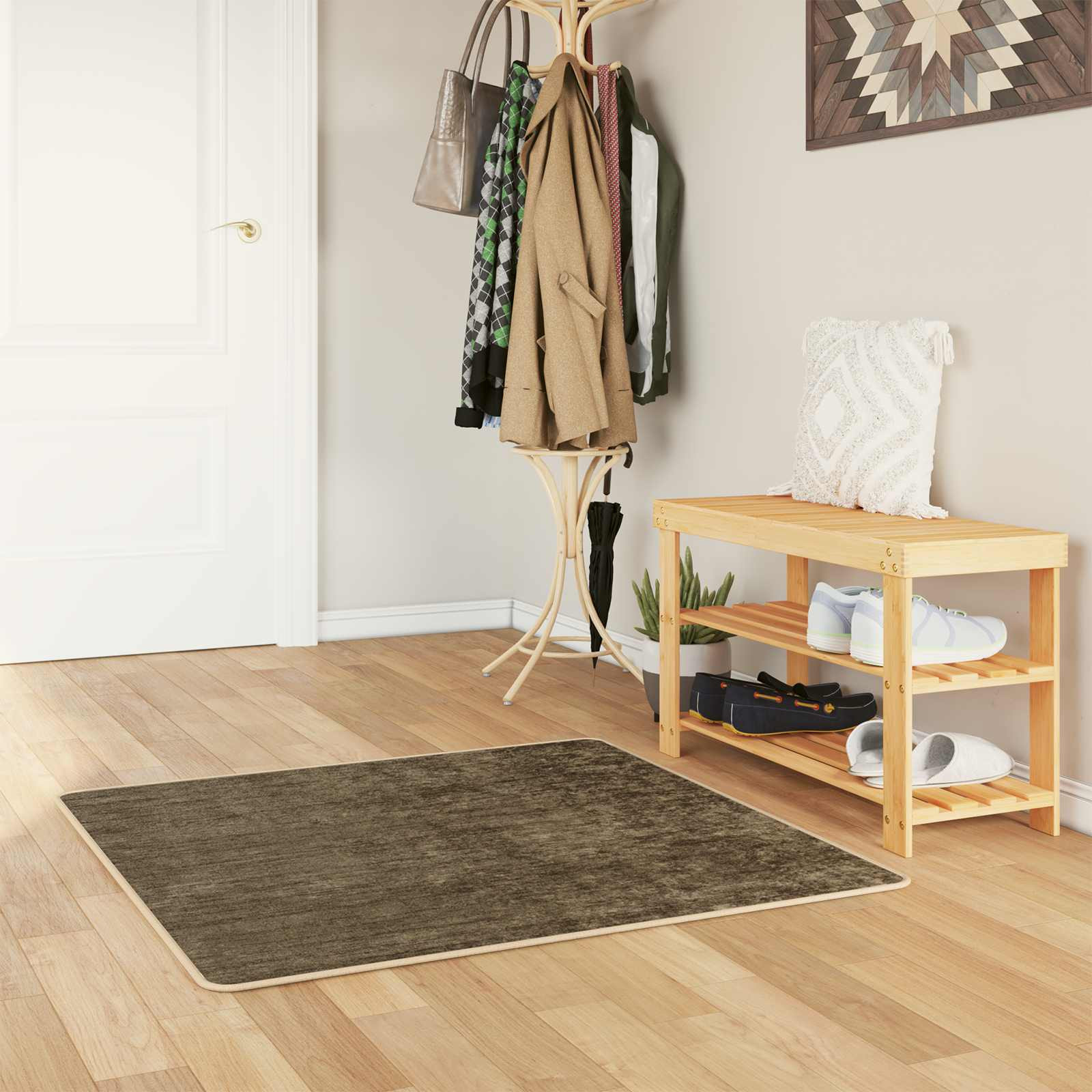 vidaXL Teppichläufer MARSA Waldgrün 100 x 100 cm Polyester und PVC